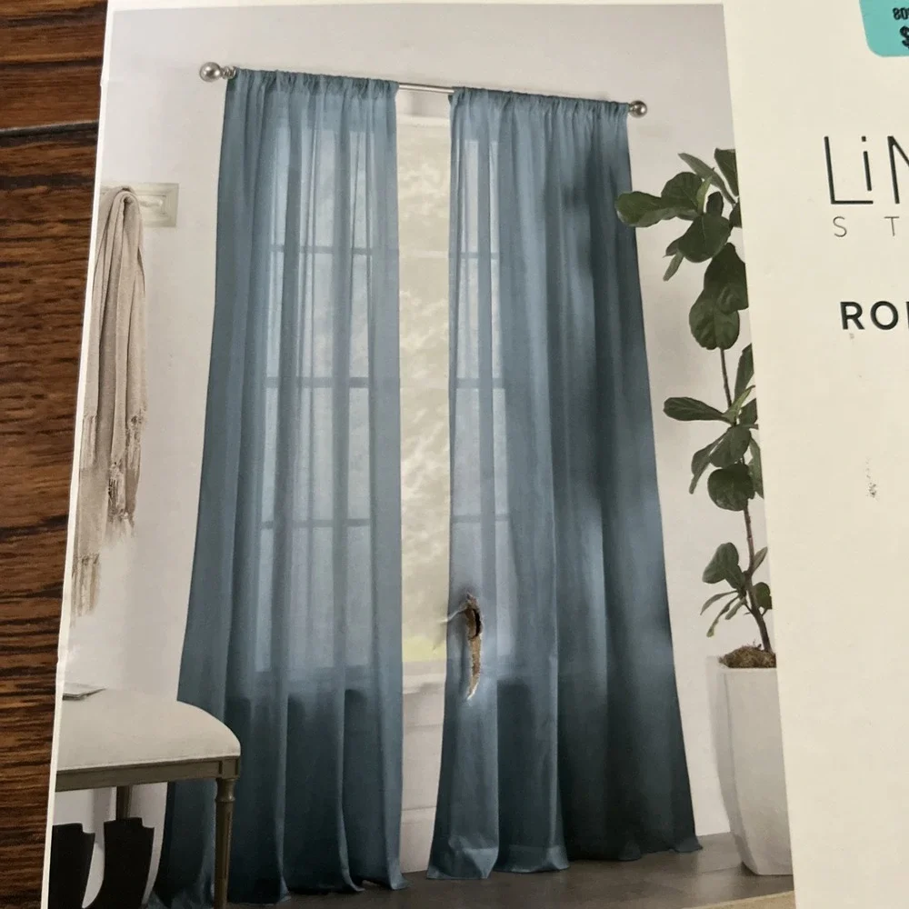 linden street rod pocket light indigo jameson cotton solid sheer 95